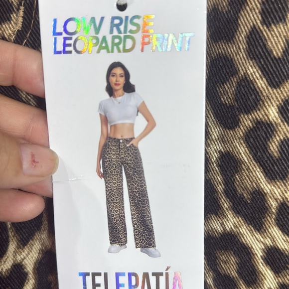 (Q) NWT TELEPATHY -Leopard Print Low Rise Wide Leg Jeans in BrownWomen's,Sz 5/27 - Picture 4 of 12